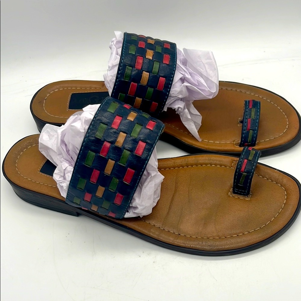 Duck Head Leather Sandals Sz 7.5 multi color weaved